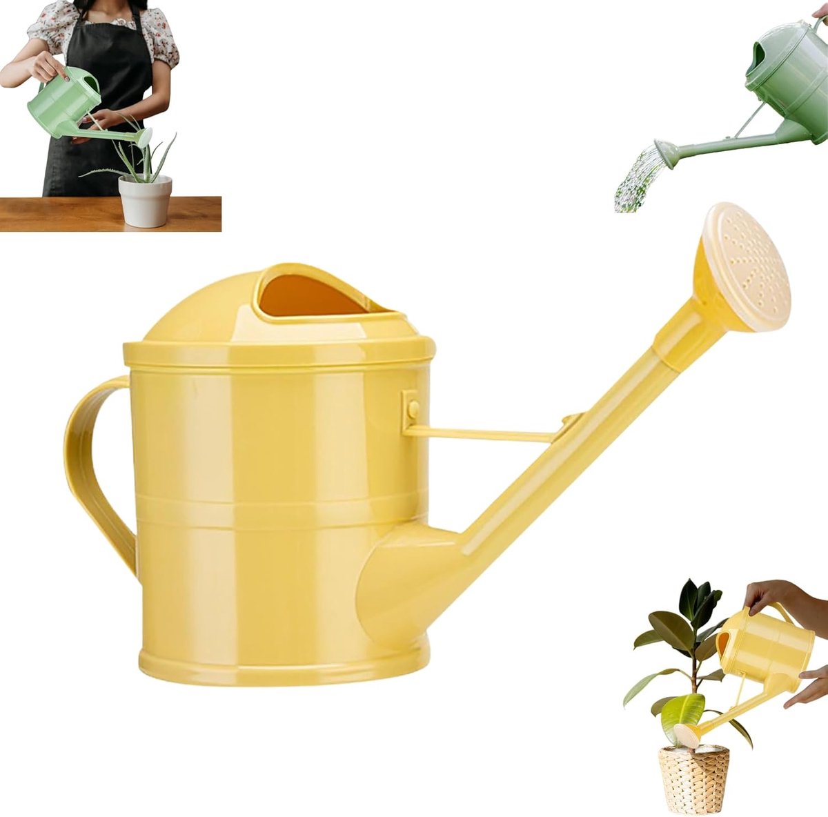 1,5 Gallon Grote Tuinkan met Lange Tuit - Watergieter voor Planten Binnen en Buiten - Ergonomisch Handvat voor Balcony Tuin Kas en Thuis - Geel