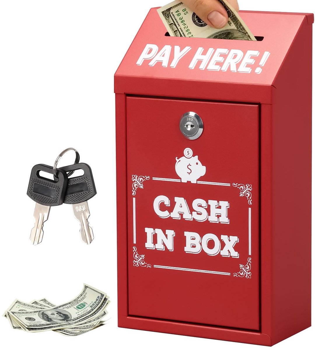 Cosensi- Sleutelkast - Veiligheidsbox - Sleutelkluis - Opbergbox - Geldbox - Roestvrij staal - 14,5 x 7,5 x 26 cm - Brievenbus