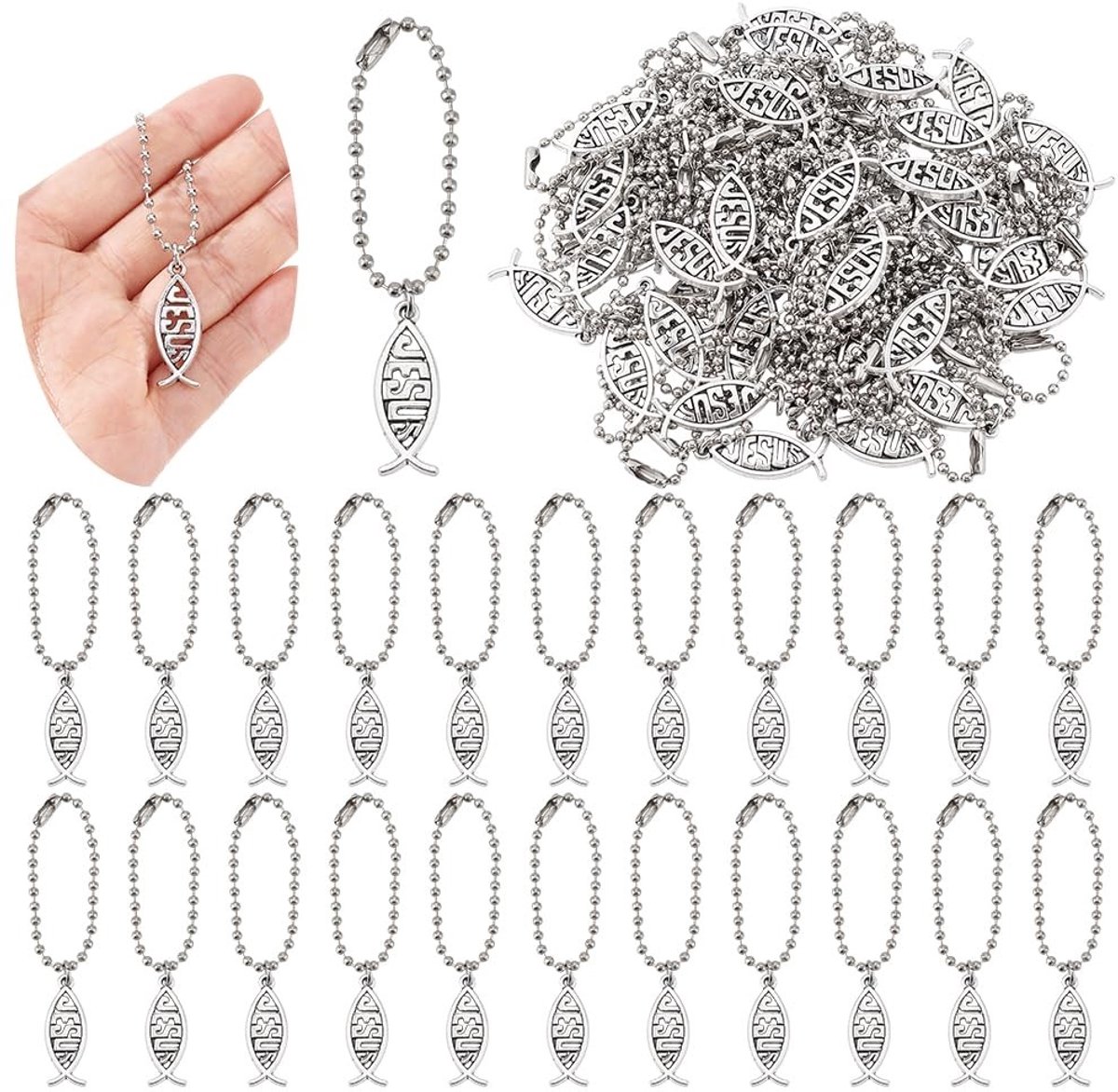 Dailygoods- Vissleutelhanger - Set van 50 - Legering - Christelijke Sleutelhanger - Spirituele Herinnering - Duurzaam Sleutelaccessoire - Sleutelhangers