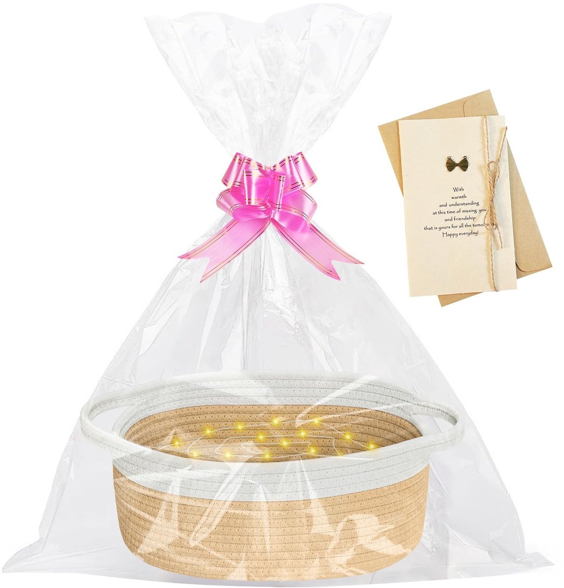 Dailygoods- Geschenkmand Leeg - Gevlochten Mand - Cadeaufolie - Wenskaarten - Ruimtebesparend - Opvouwbaar - Grote Opening - Cadeaumand