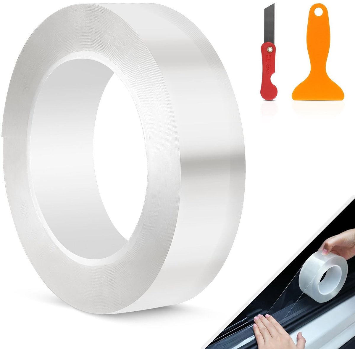 Dailygoods- Lakbeschermingsfolie 3 cm x 10 m - Transparante Beschermfolie - Zelfklevende Afdekfolie - Hoekbescherming - Slijtagepreventie - Flexibel en Dikker