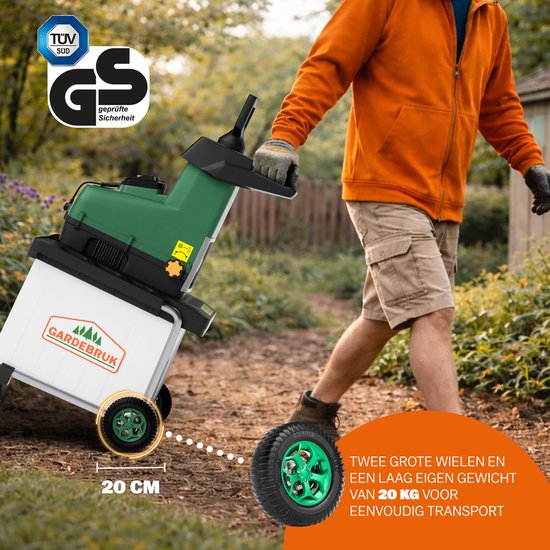 Gardebruk Hakselaar - Elektrisch 3100W 45mm Takdikte 60l - Groen van Gardebruk — afbeelding 2