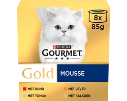 Gourmet Gold Mousse - Kattenvoer Natvoer - Tonijn Lever Kalkoen & Rund - 48 x 85 g