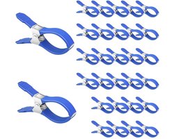 Zeilklemmen - 30 Stuks - Grote Windvaste wasknijpers - 12 × 2 × 6,5 cm - RVS - Clips Voor Zwembadafdekkingen - Gordijnclips - Dekzeil Klemmen - Kledingclips - Geschikt Voor Het Drogen Van Dekbedden, Sokken, Kleding En Zwembadafdekkingen - Blauw