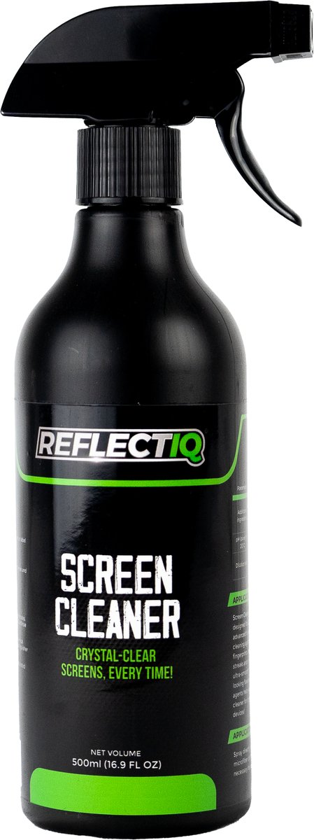 ReflectIQ Screen Cleaner pH 7 – 500 ml – Streeploze Reiniger voor LCD, LED en Schermen – Anti-statisch en Sneldrogend
