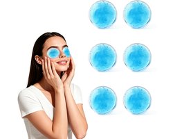 Set van 6 gel-oogpads — Verlicht gezwollen ogen — Warme & koude gelpads — Verkoelende oogpads — Oog-ijspacks — Vermindert donkere kringen — Kalmerende oogmaskers — Herbruikbare ronde gel-ijspacks — Ideaal voor oogverzorging & warmte-/koudetherapie