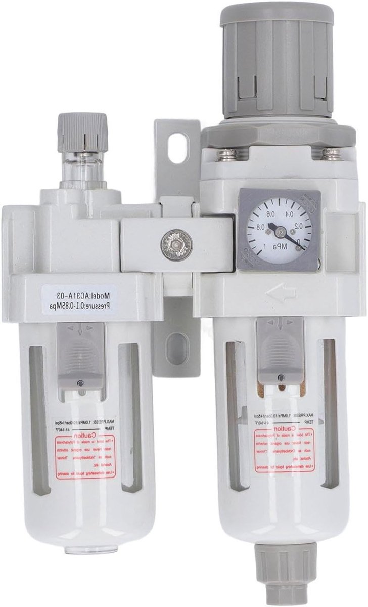 Luchtdroger met Filter en Regulator voor Gecomprimeerde Lucht, Water- en Oliescheider, G3/8" Aansluiting