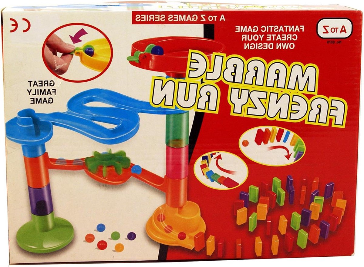 Knikkerbaan Spel - Bouwset Educatief - Creatief Bouwen - Met Domino Effect - 28 x 20 x 8 cm - Multicolor