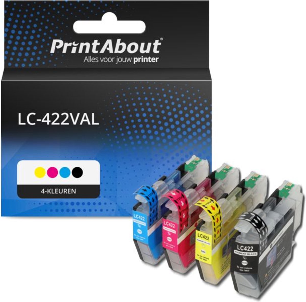PrintAbout huismerk Inktcartridge LC-422VAL 4-kleuren Multipack geschikt voor Brother