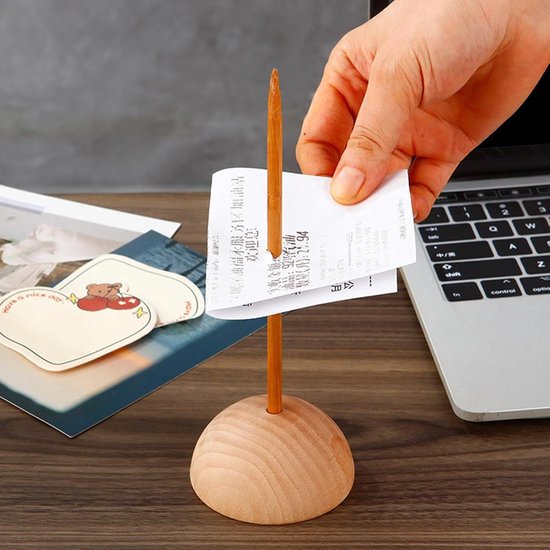 Ticketvork - Bonhouder ontvangst - Documenten organiseren - Massief houten constructie - 19 x 6 cm - Houtkleur — afbeelding 2