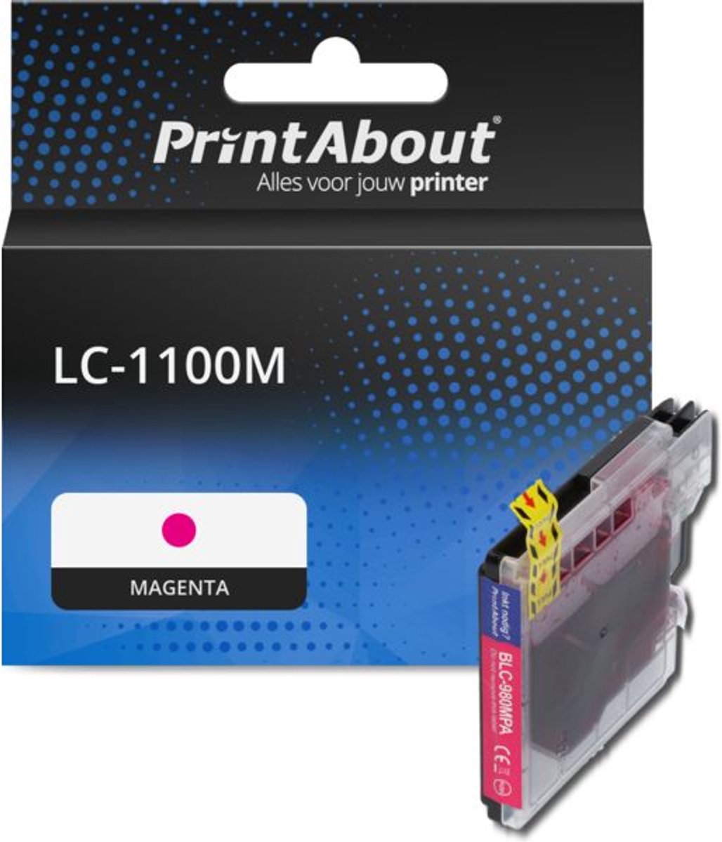 PrintAbout huismerk Inktcartridge LC-1100M Magenta geschikt voor Brother