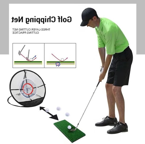 Golf Chippen Net voor Vaardigheidsverbetering - Snelle Installatie, Draagbaar en 3 Uitdagende Doelen voor Binnen en Buiten Gebruik van GOLF — afbeelding 2