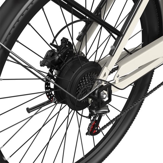 Galaxy C1 Elektrische Fiets 27.5 Inch - 36V 13Ah Accu - Shimano 7 Versnellingen - 250W Borstelloze Motor - Actieradius 40-50 km - Verende Voorvork - Mechanische Schijfremmen - LCD Display - Voor- en Achterlicht-wit van galaxy — afbeelding 3