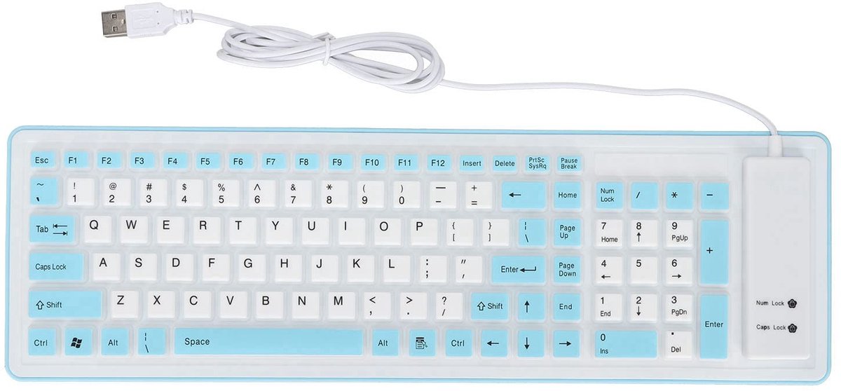 Dailygoods - Opvouwbaar Siliconen Toetsenbord - Draagbaar en Waterdicht - Lichtgewicht en Rubber - USB en Oprolbaar Toetsenbord - Geschikt voor Laptop...