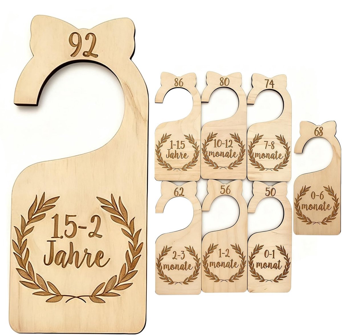 Dailygoods - Set van 8 Baby Maatscheiders van Hout voor Kledingopslag