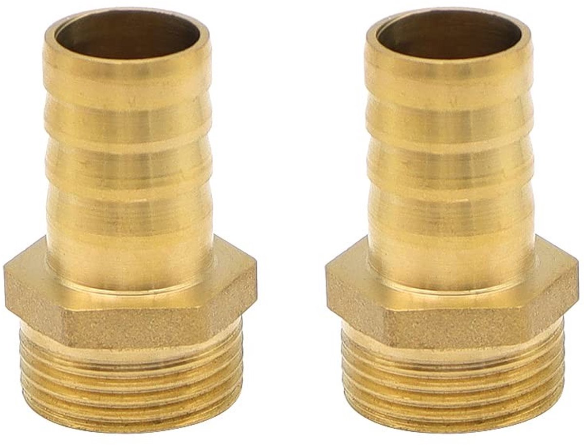 Dailygoods- Slangverbinders Set van 2 - Messing Koppeling - G3/4 x 19 mm - Corrosiebestendig - Voor Water/Brandstof/Luchtleidingen - Eenvoudige Installatie - Slangaansluiting