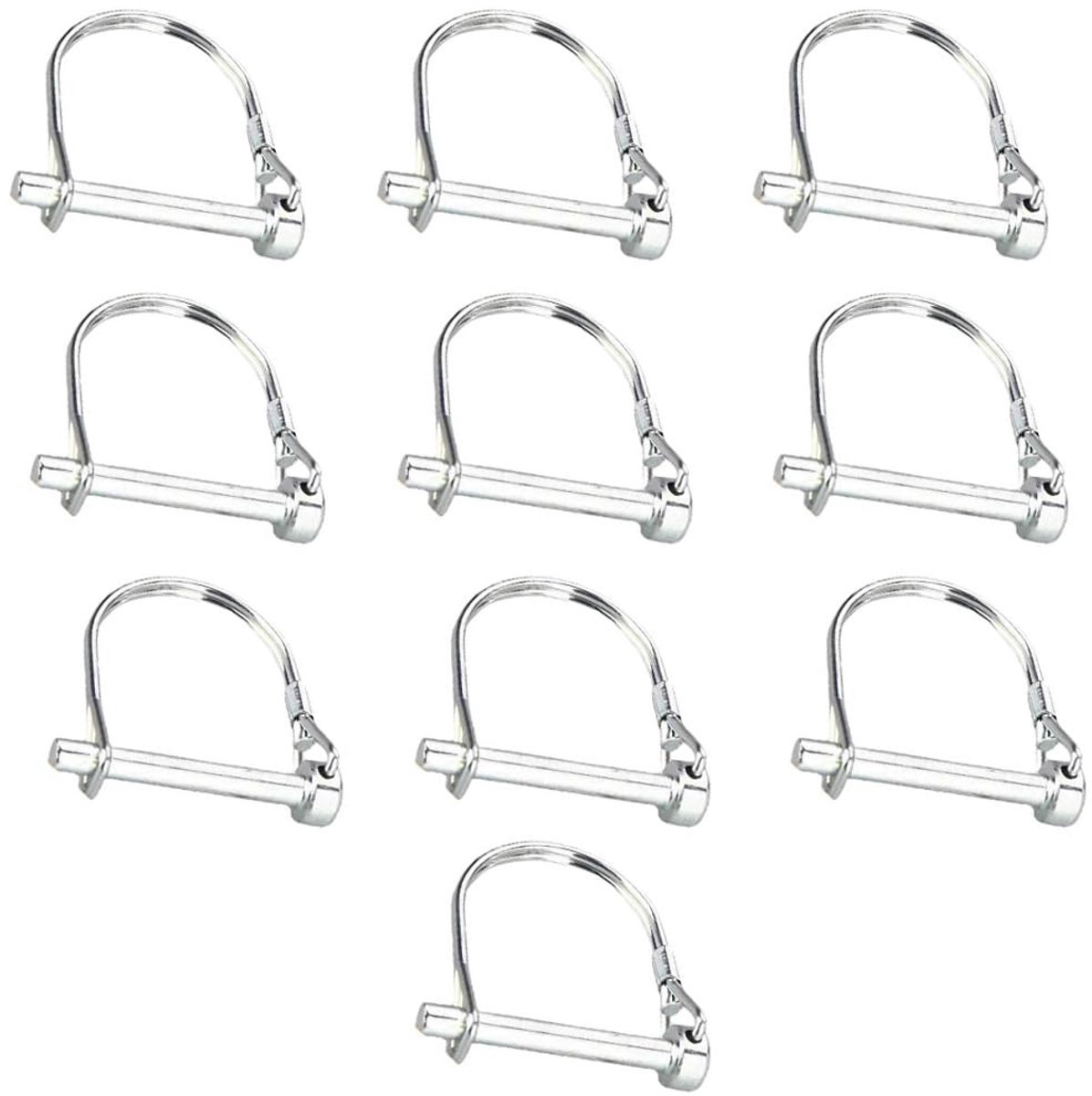 Dailygoods- Draadborgpen Set van 10 - D-vormige Veiligheidskoppelpennen - Koolstofstaal - Slijtvast - Roestbestendig - 8 x 80 mm - Borgpen