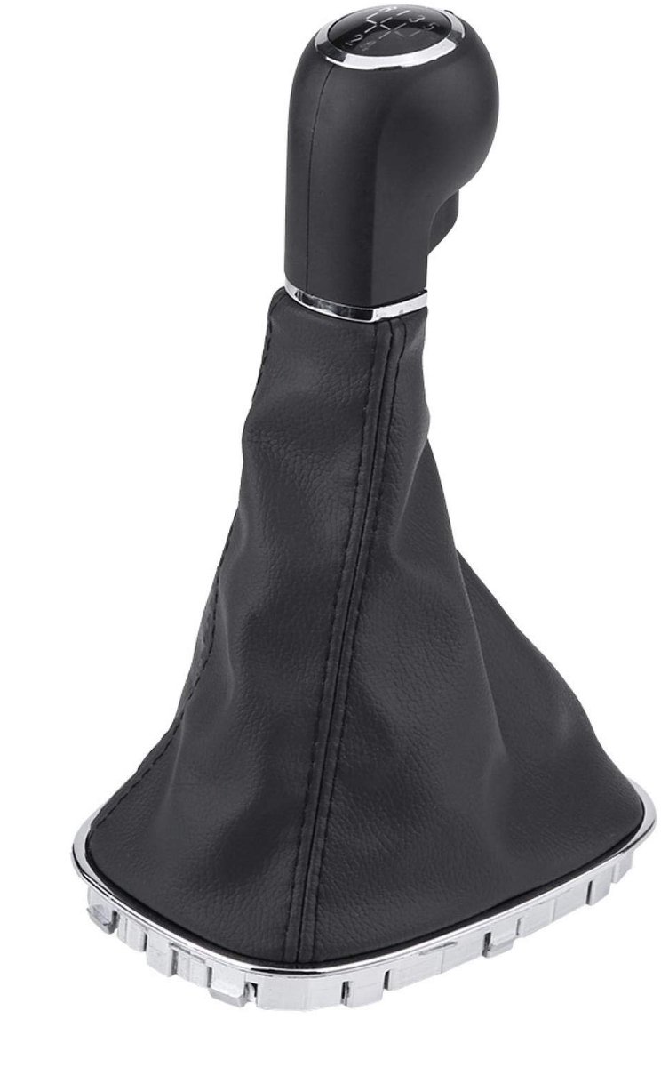 JHUBERS- Versnellingspook Hoes - Pookknop - Universele Pookknop - PU Leer - Zwart/Zilver - Afmetingen 16.5x13x26.5cm - Versnellingsknop