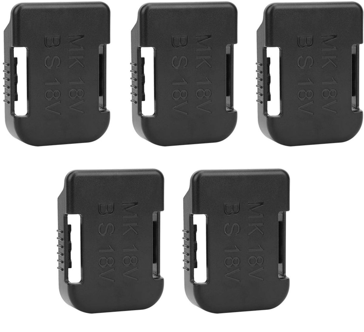 JHUBERS - Batterijrek - Batterijhouder - Wandmontage opslag plank rek - Zwart - Geschikt voor Bosch 18V batterijen - 5 stuks
