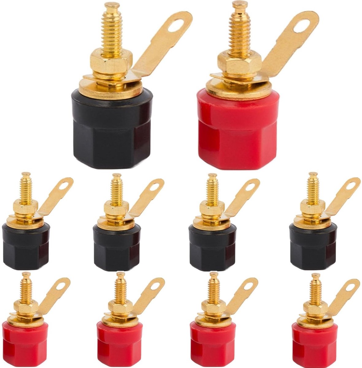 JHUBERS - 10 Stuks 4mm Banana Plug Terminal Jacks voor Audio Speaker Verbindingen