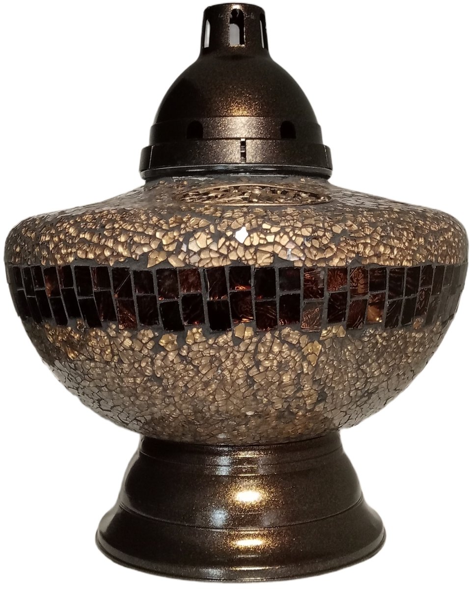 Znicz Lampion UFO Goud met Roos - 31cm Hoog