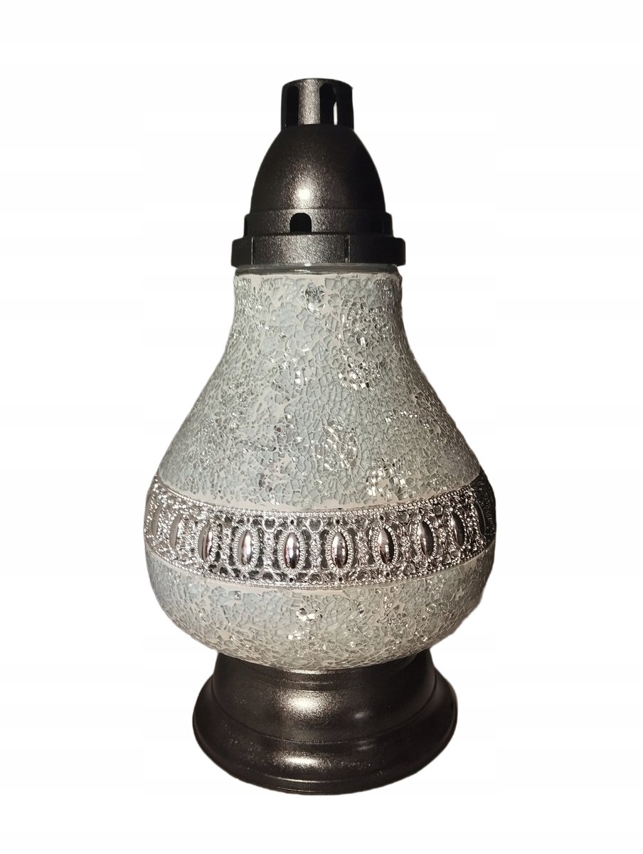 Decoratieve Glazen Lantaarn Wit-Zilver 37 cm