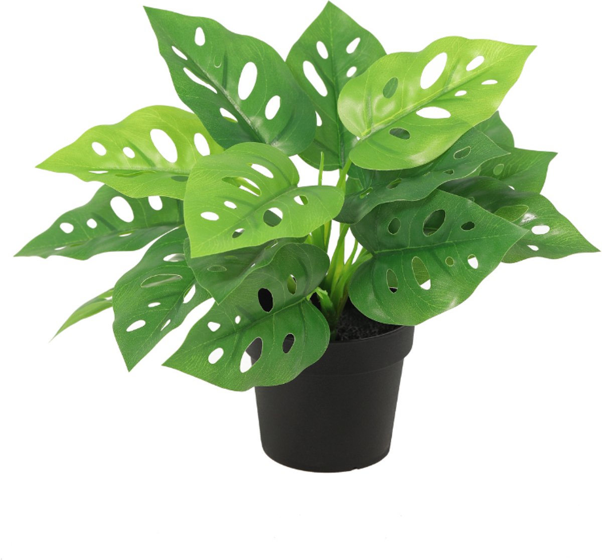 Trendyplants - Kunst Monstera Monkey Leaf - Gatenplant - Kunstplant - Hoogte 22cm - Potmaat Ø9cm