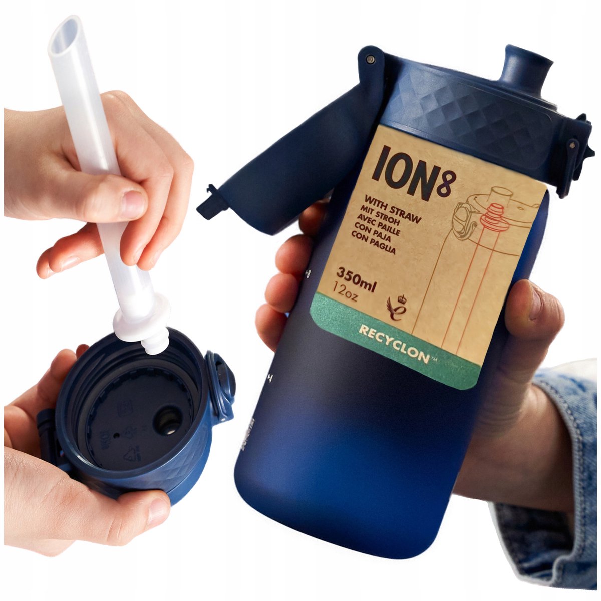 ION8 Bidon z słomką 350ml - szczelny, BPA-vrij, met PZH-keuring