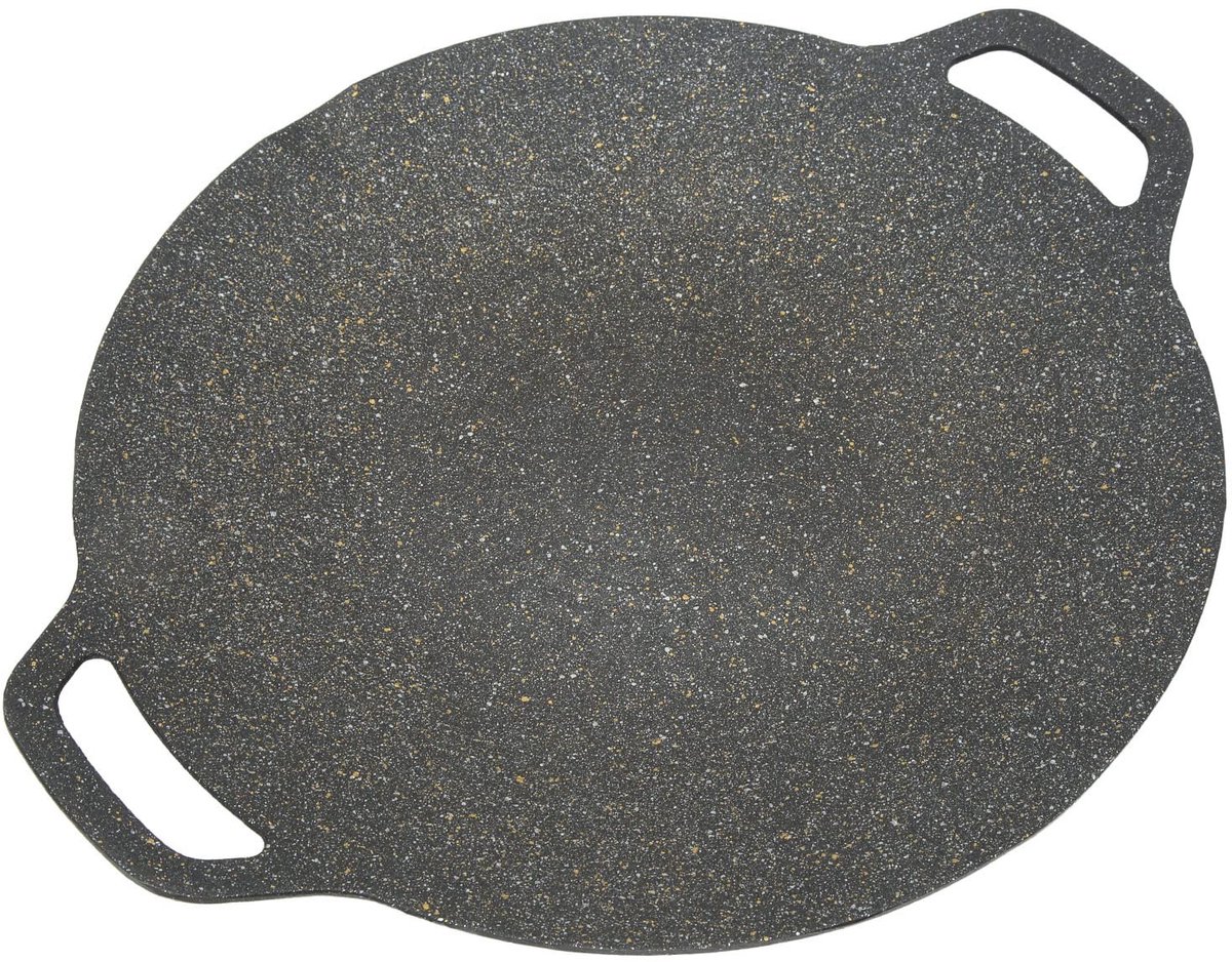 Dailygoods - Koreaanse Grillpan - BBQ-bakplaat - 6-laags Anti-aanbaklaag - Zwart - Voor Inductie en Gasfornuis - 38cm - Geschikt voor Binnen en Buiten