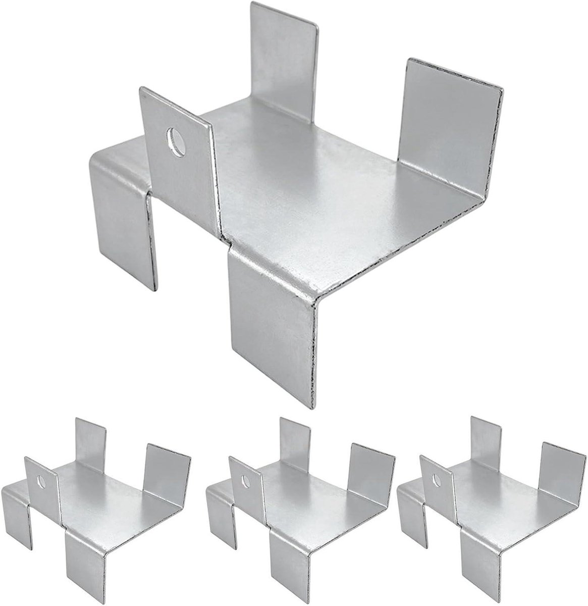 Vlonderbeugels Set - Schutting Clips - Hekwerk Stabiliseren - Montage Zonder Boren - 4 Delig - Metaal
