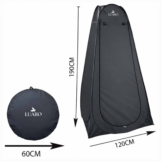 Douchetent Pop Up - 115 x 115 x 190 cm - Omkleedtent en Toilettent voor Camping Strand en Festival - Polyester - Zwart — afbeelding 4