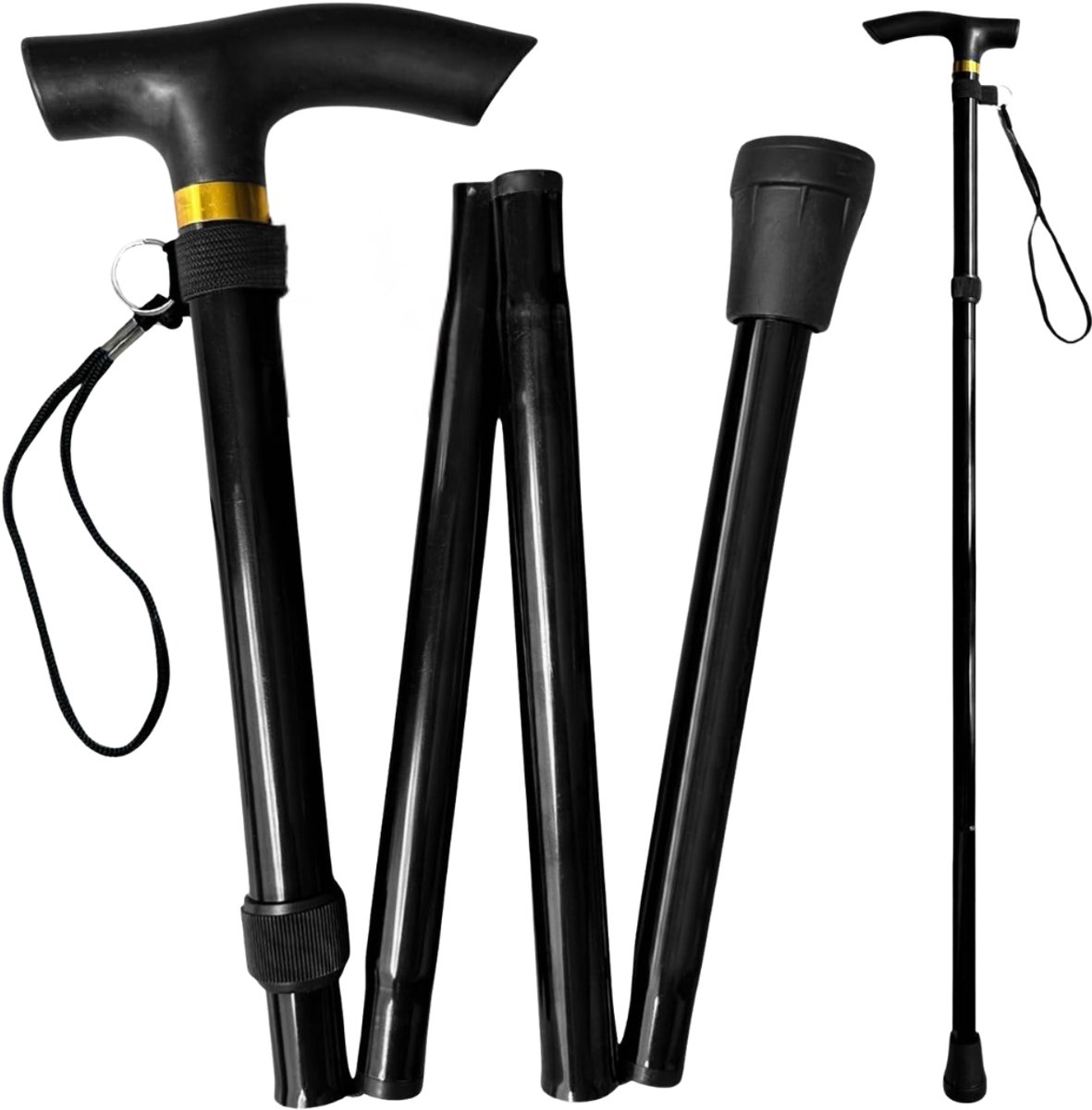 CLVP® Wandelstok Opvouwbaar - Wandelstokken Dames en Heren - Zwart