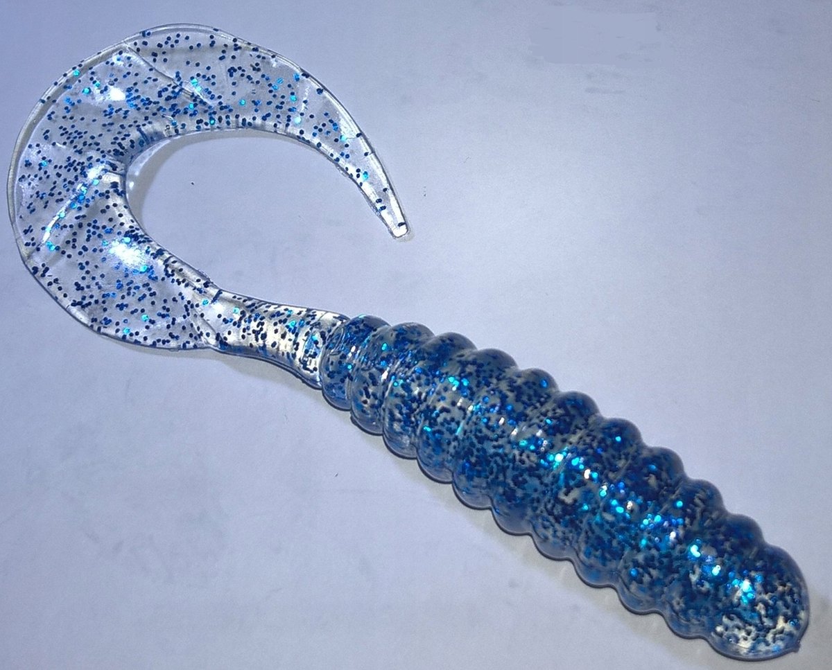 Mann's Twister 5.5cm Transparant met Blauwe Staart - Visgerei