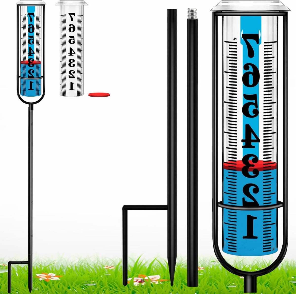 Regenmeter - Neerslagmeter - Tuinieren - Vorstbestendig met extra buis - 7 inch capaciteit - Zwart