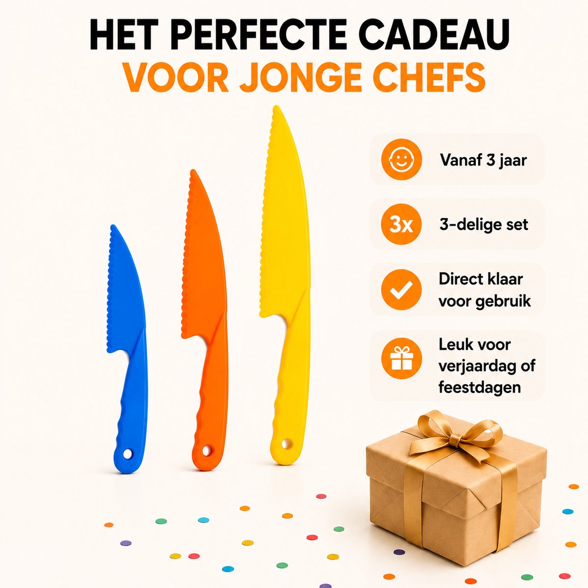 Kindermessen Set 3-delig | Veilige Kindermessen voor Kinderen | Kinderkeuken Set | Vanaf 3 Jaar — afbeelding 6