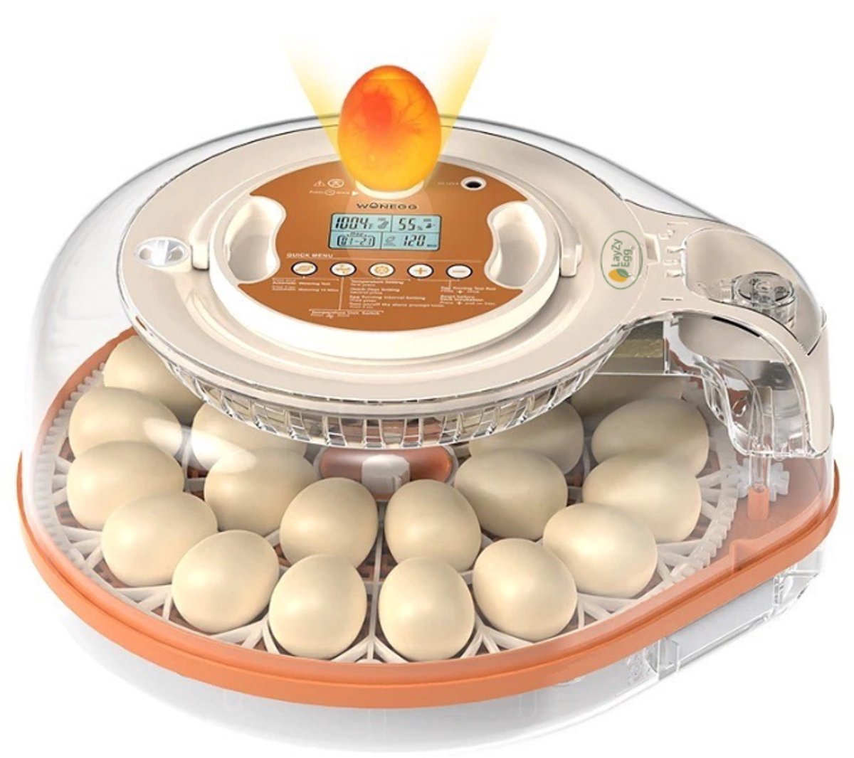 LayZyEgg® Smart 26 Broedmachine | Volautomatische Incubator voor 26 Eieren | Automatisch Keersysteem | Ingebouwde Schouwlamp | Digitaal Display met Temperatuur & Luchtvochtigheid | Dagenteller | Voor Kip, Kwartel en Eend