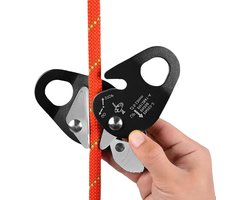 Aftouwapparaat Klimtouw - Zelfvergrendelend Apparaat - Klimmen Bergbeklimmen - Vliegtuig Aluminium - 11-12mm Touw - Zwart
