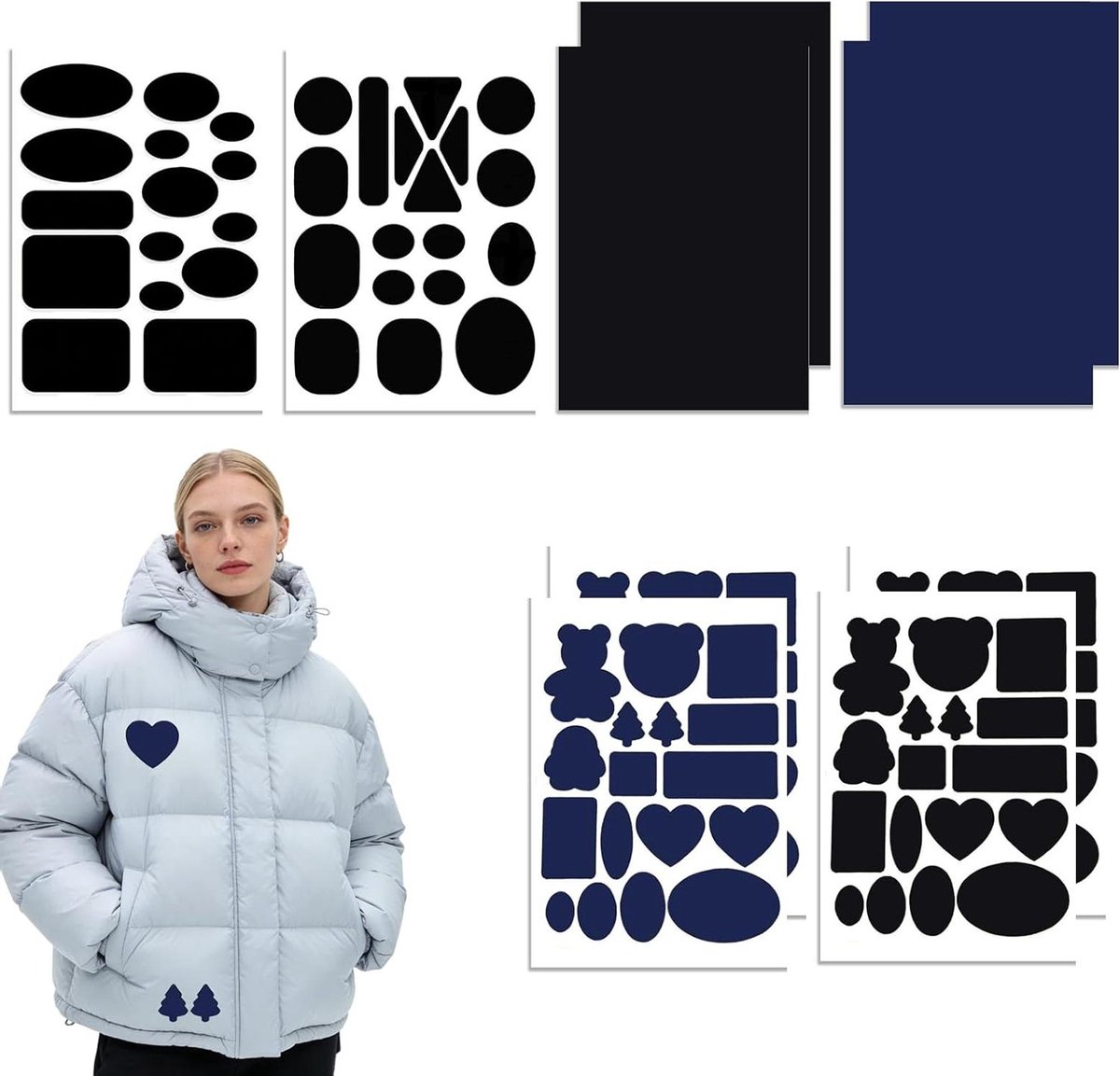Reparatiedoek Set - Kleding Stickers - Snelle Kledingreparatie - Waterproof Nylon - 10 Vellen - Zwart