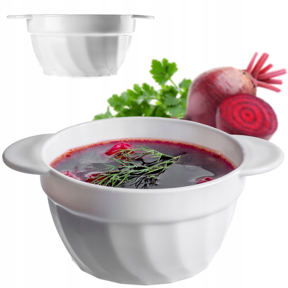 Glazen soepkom 650 ml met oor - wit