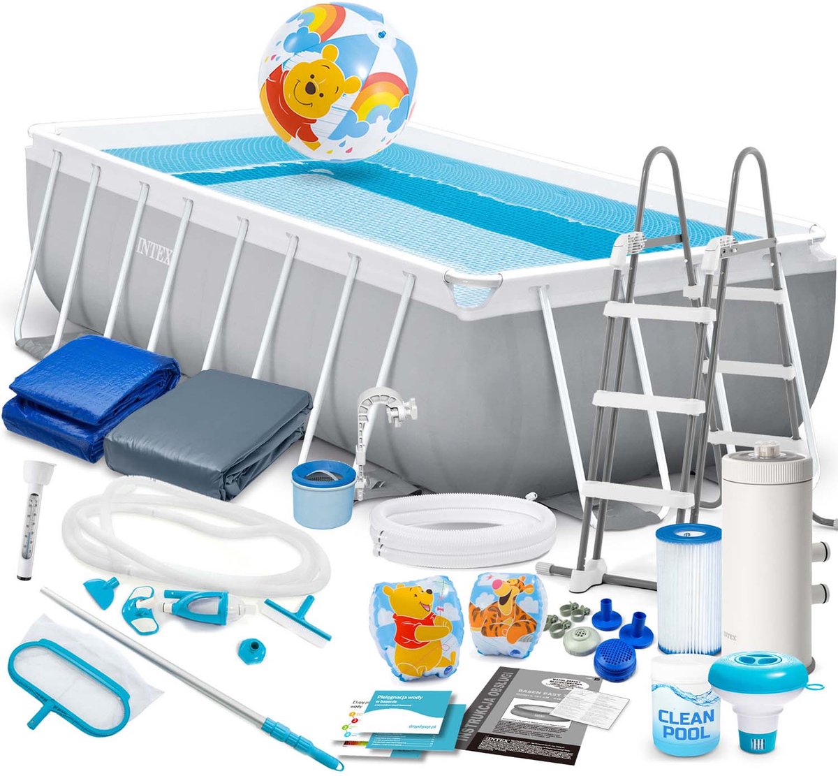 INTEX 26792 Serie - Rechthoekige Zwembad - 488x244x107cm - Stalen Frame - Compleet Set 21-in-1