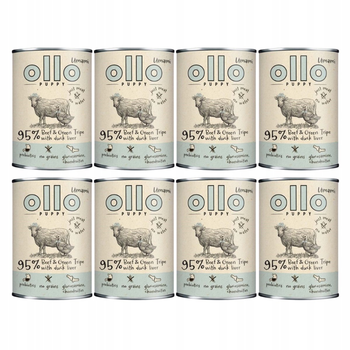 ollo Ollo Puppy Umami Serie - Hondenvoer Nat - Rundvlees en Groene Pens - Eend Levers