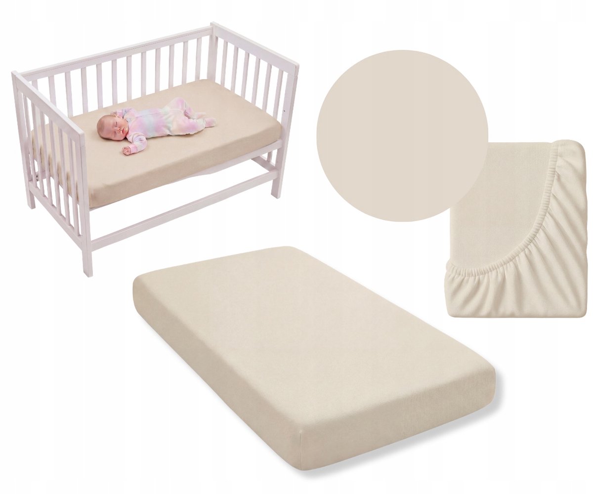 Jersey hoeslaken met elastiek 120x60 cm - Beige, 100% katoen