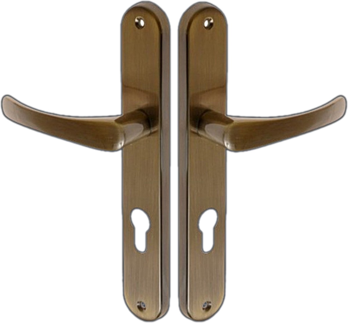 Deurklink CLASSIC 90 met schild, gepatineerde afwerking