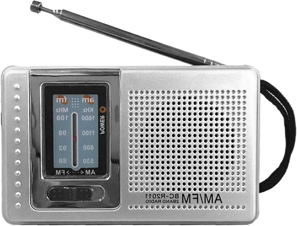 Draagbare Radio - AM FM Ontvanger - Buitenluisteren - Helder Stereogeluid - Compact Formaat - Zilver