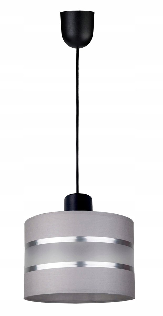 Hanglamp met Stoffen Kap - E27 Fitting, Zilveren Strepen