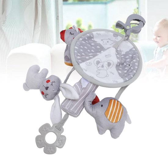 Kinderwagen Hangspeelgoed - Pluche Dier - Baby Vermaak - Scandinavisch Design - 32 cm - Grijs — afbeelding 4