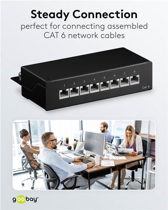 CAT 6 mini/desktop patchpaneel, 8-poorts (1 U) van Merkloos — afbeelding 4
