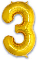Folie Ballon Cijfer 3 Jaar Cijferballon Helium Ballonnen Feest Versiering Folieballon Verjaardag Versiering Goud 86 Cm