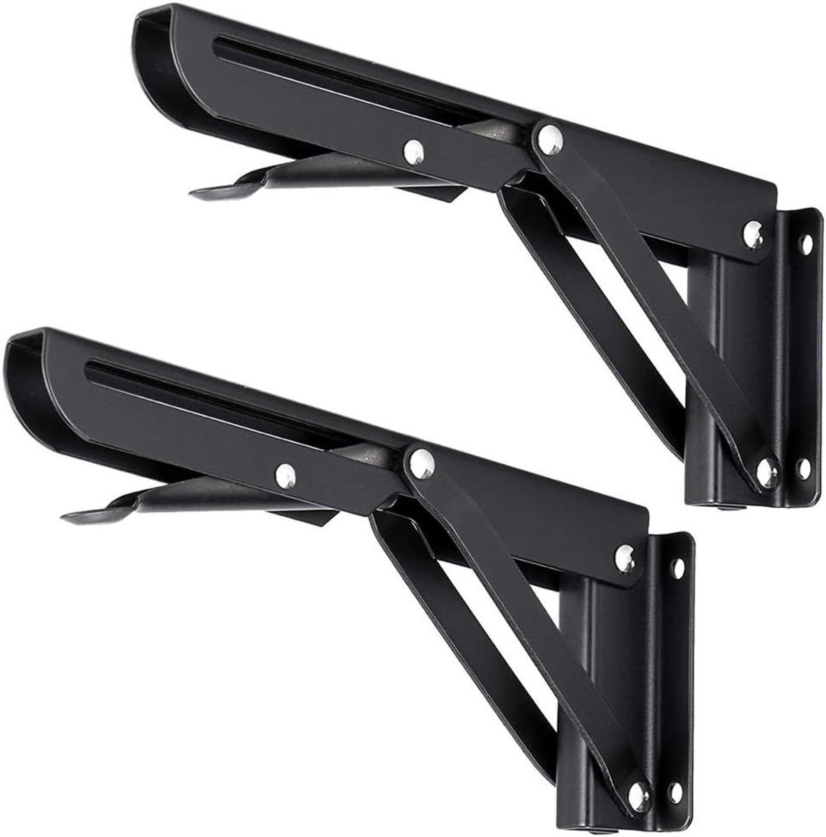 Opvouwbare Plankbeugels - Steun Beugels - Ruimte Besparen - Vergrendelt op 90 graden - 9x24cm - Zwart
