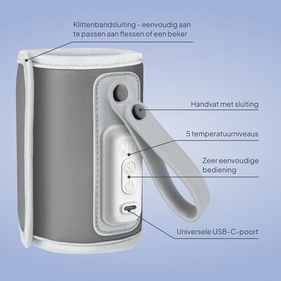 Lionelo Thermup GO - draagbare flessenwarmer met USB aansluiting - grijs van LIONELO — afbeelding 4